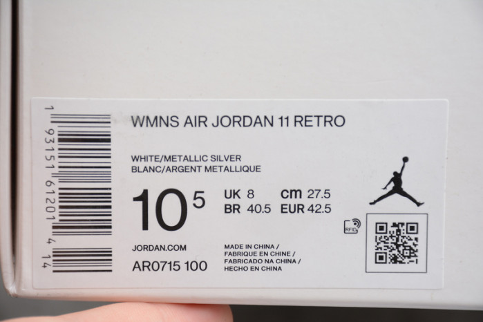 air jordan 11 white metallic silver vast grey ar0715-100